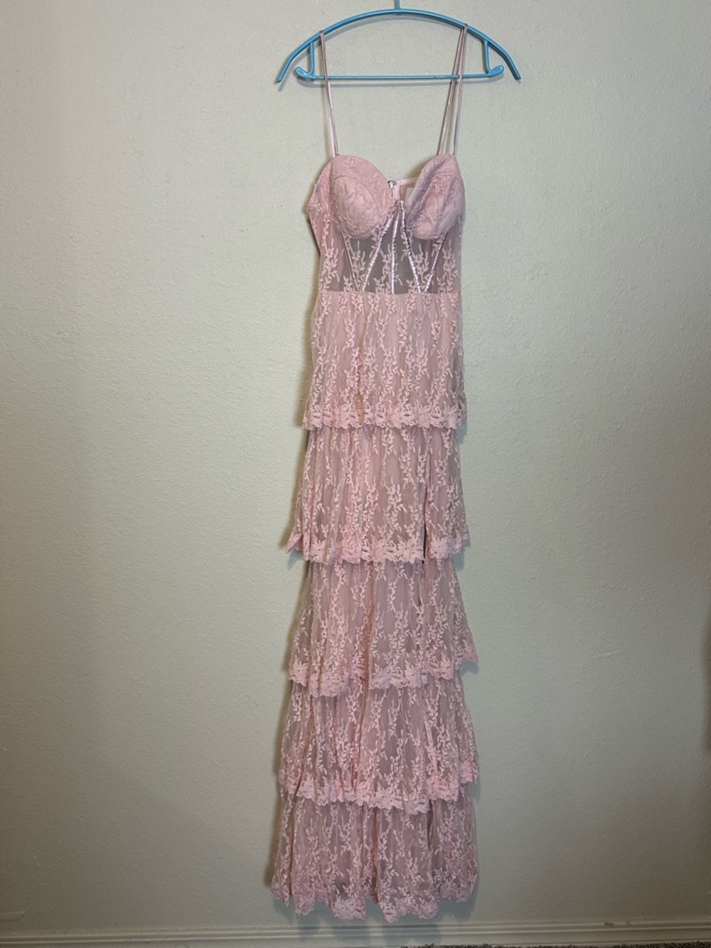 Maniju Dress Pink Lace Gown Dress Size Large - Picture 2 of 9